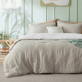 Bedsure California King Comforter Prewashed Soft 3Pcs Beige/White 104"x96" by BEDSURE