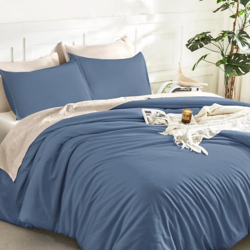Litanika Haze Blue Comforter Full Size, 3 Pieces Lightweight Solid Bed Set - Image 5