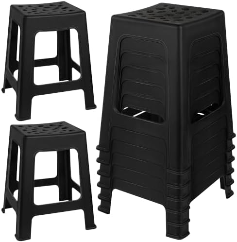 TURSTIN 6 Pack Plastic Stools 16.9 Inch Black Nesting Stools Portable Backless by TURSTIN