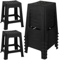 TURSTIN 6 Pack Plastic Stools 16.9 Inch Black Nesting Stools Portable Backless by TURSTIN