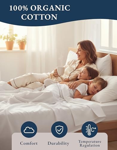 100% Organic Cotton King Size Sheets Set 4pc Percale Cooling Soft - Image 6