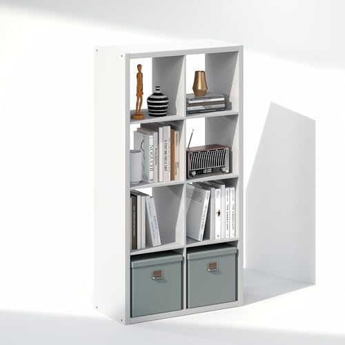 Furinno Cubicle Record Player Stand, 8-Cube Vinyl Record Storage - Image 4