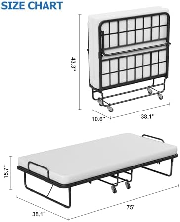 Ferlizer Twin Folding Bed with Mattress 38" – Comfort Guest Cot - Image 3