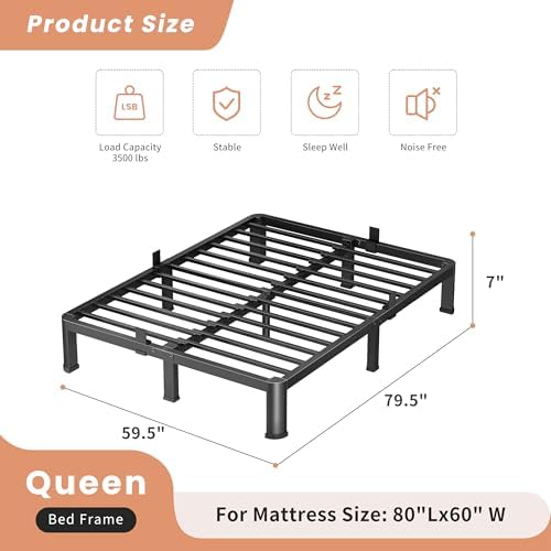 VIPSHOW 10 Inch Queen Heavy Duty 3500lbs Bed Frame - Image 3