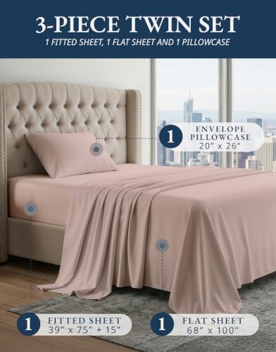 LANE LINEN Cooling Sheets Twin 100% Egyptian Cotton Sateen - Image 2