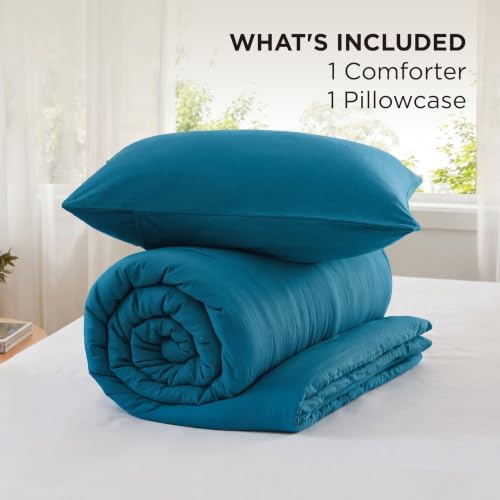 Bedsure Twin/Twin XL Comforter Set Prewashed Bedding 2Pcs Teal 68"x88" - Image 6