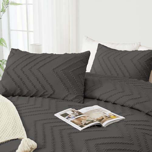 Andency Dark Grey Oversized Super King Comforter Set 120x120 Extra Large - Image 4