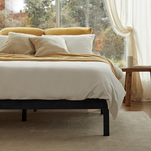 Full Bed Frame Classic Wood Platform, Noise Free, Under Bed Storage, No Box - Image 3