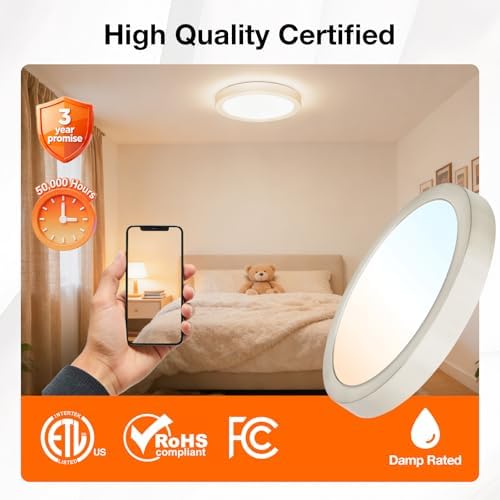 Sylvania 12" LED Flush Mount Ceiling Light Fixture, 5 Color Select, 1600 LMS - Image 3