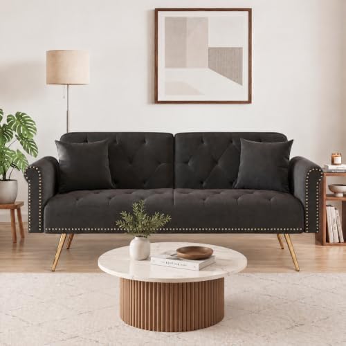 69.7" Velvet Convertible Futon Sofa Bed by Outdoorchairs