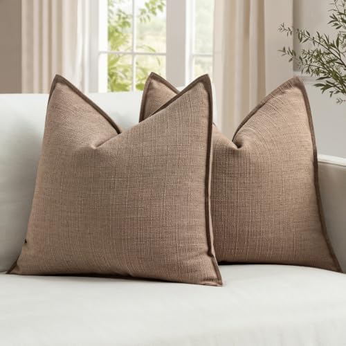 MIULEE Thick Textured Decorative Throw Pillow Covers 18x18 Inch Coco Brown by MIULEE