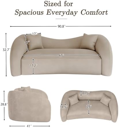 90.8" Curved Sofa, Modern Chenille Cloud Couch, Deep Wide Seat - Image 2
