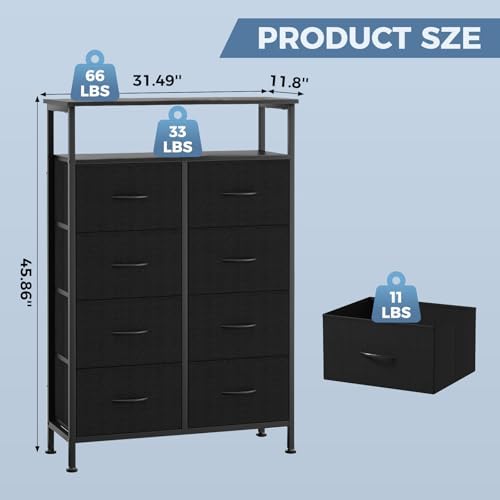DUMOS Tall 8 Drawer Dresser for Bedroom, Storage Chest of Drawers Cabinet - Image 3