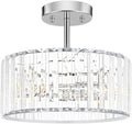 Lxybcce Modern Crystal Ceiling Light, Chrome Semi Flush Mount Ceiling Lighting by Unknown