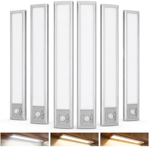 6Pack Aluminum Under Cabinet Lighting, 10inch Rechargeable Ultra-Thin Magnetic by WowGlad