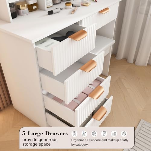 Small Vanity Desk with Mirror and Led Light, 31.5" Compact Makeup Vanity with - Image 6