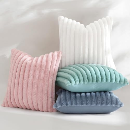 decorUhome Fall Faux Fur Throw Pillow Covers 20x20 Set of 2 Pink - Image 5