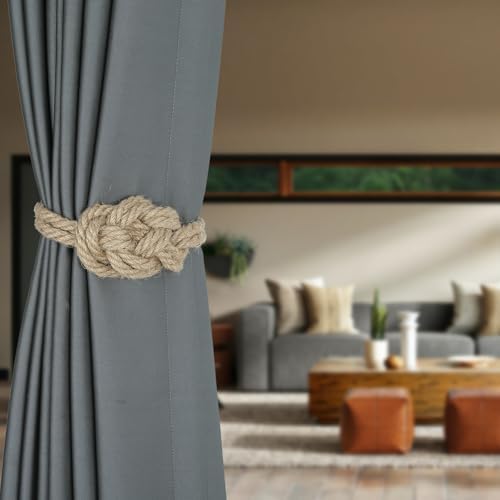Jute Magnetic Curtain Tiebacks, Decorative Curtain Holdbacks - Image 5