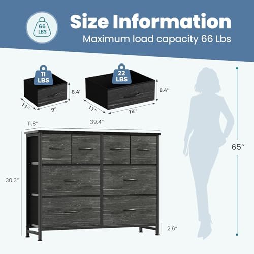 DUMOS Dresser for Bedroom with 8 Fabric Drawers, Wide Fabric Dresser - Image 3