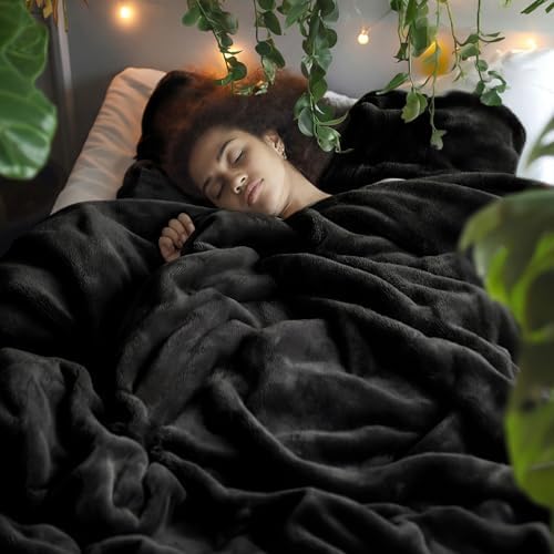 Bedsure Black Soft Warm Fleece Halloween Blanket Queen Size 90"x90" - Image 2