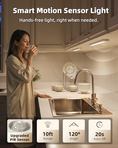 EZVALO Under Cabinet Lighting Wireless, LED Motion Sensor Indoor, Dimmable & 3 - Image 3