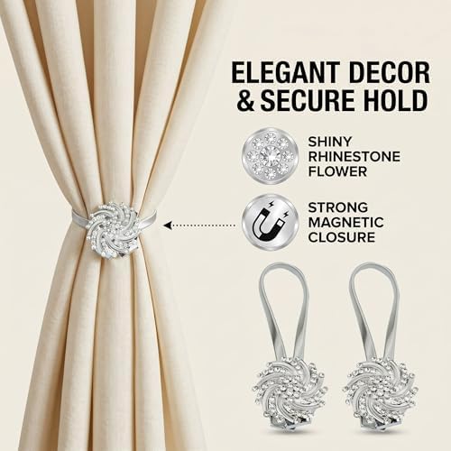 2 Pack Mini Flower Magnetic Curtain Tiebacks Window Holdback Buckles - Image 2