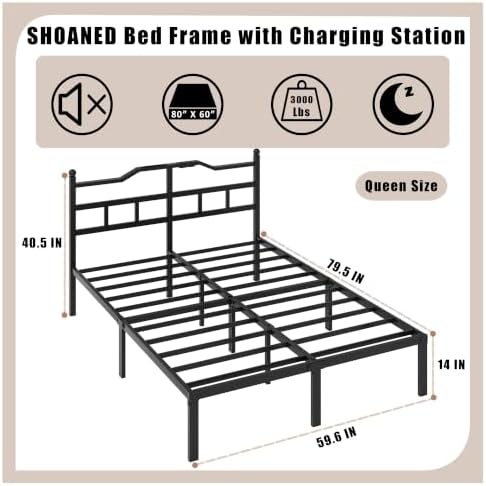 SHOANED Bed Frame with Charging Station - Image 2