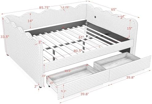 KEIKI Queen Gingham Upholstered Daybed - Image 2