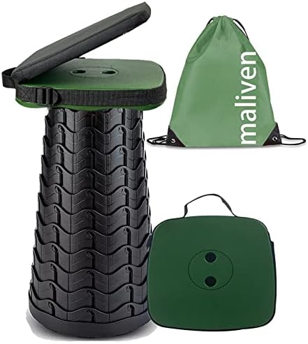 Collapsible Camping Stool with Seat Cushion & Nylon Bag, Square Portable by Maliven