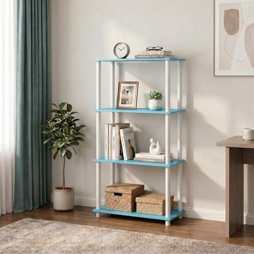 Furinno Turn-N-Tube Storage Shelves, 4-Tier Book Shelf, Corner Shelf, Toolless by Furinno-FitsYourSpaceFitsYourBudget