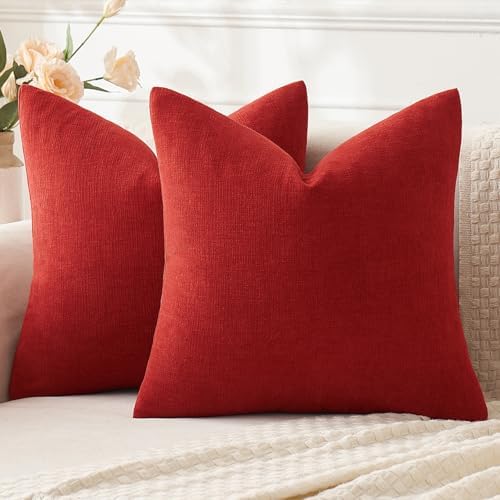MIULEE Christmas Red Chenille Couch Euro Throw Pillow Covers - Image 4