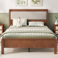 Full Bed Frame with Upholstered Headboard, Wooden Platform Bed by OYUMOENTS