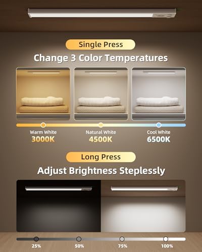 EZVALO Under Cabinet Lighting Wireless, LED Motion Sensor Indoor, Dimmable & 3 - Image 4