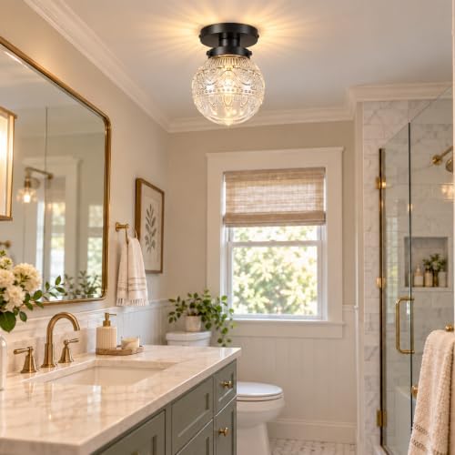 Semi Flush Mount Ceiling Light Fixtures, Vintage Globe Glass Ceiling Light - Image 2