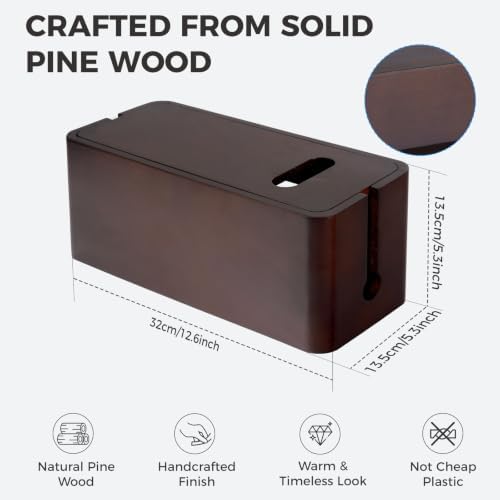 Large Wooden Cable Management Box, Cord Organizer - Image 5
