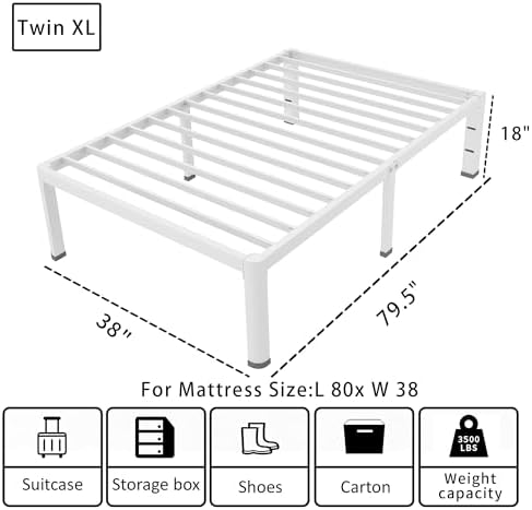 18 Inch White Twin XL Bed Frame - Image 2