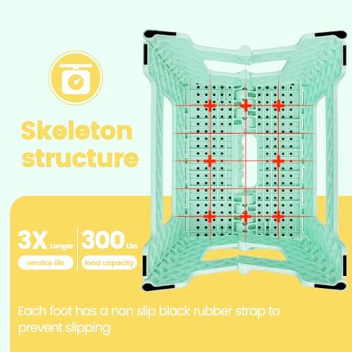 9 Inch Folding Step Stool 300 LB Capacity Non Slip Foot Stool - Image 2