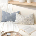 SageSelvas Lumbar Pillow Cover 12x20 Blue Floral Print Cotton by Unknown