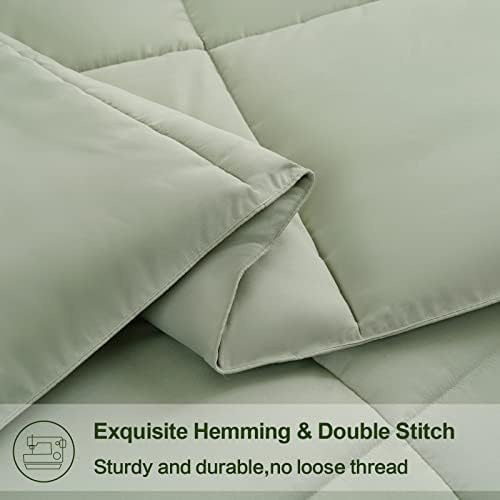 EASELAND Full Size Down Alternative Comforter, Sage Green, 82x86 Inches - Image 5