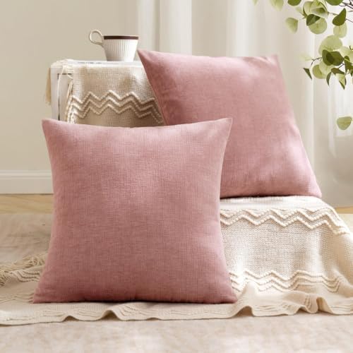 MIULEE Blush Pink Chenille Couch Throw Pillow Covers - Image 3