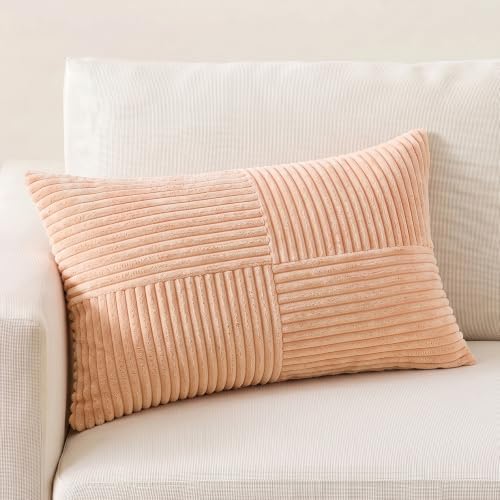 Fancy Homi Peach Lumbar Decorative Throw Pillow Covers 16x28 Inch by Fancy+Homi