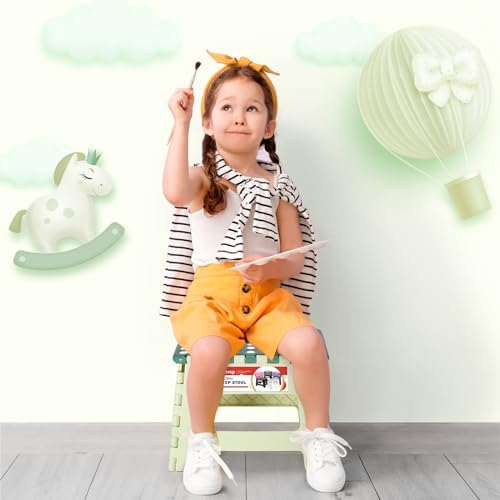 Folding Step Stool 9 Inch for Kids, 300 lbs, Bicolor Green - Image 5