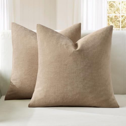MIULEE Light Brown Chenille Couch Euro Throw Pillow Covers by MIULEE