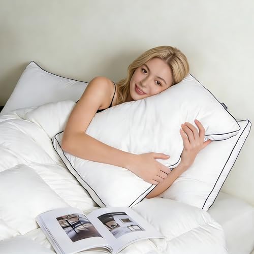 DOWNCOOL Goose Down Bed Pillows Standard Size Set of 2, Pillow Soft Support - Image 7