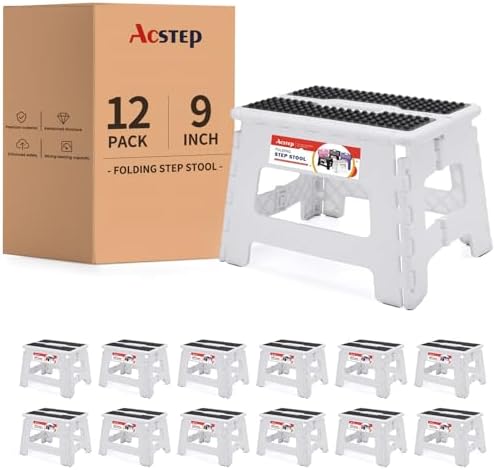 9 Inch Folding Step Stool 300 LB Capacity Non Slip Foot Stool by ACSTEP