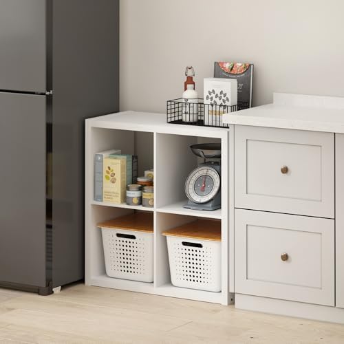 Furinno Hermite 4-Cube White Coffee Bar, Kitchen Island, Kitchen Storage by Furinno-FitsYourSpaceFitsYourBudget