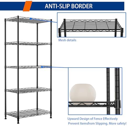 REGILLER 5-Wire Shelving Metal Storage Rack Adjustable Shelves, Standing - Image 5