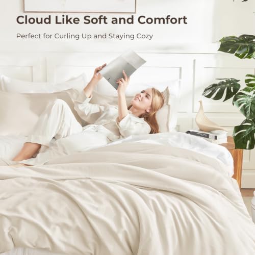 Litanika Comforter Full Size Beige, 3 Pieces Lightweight Solid Bed Set - Image 2