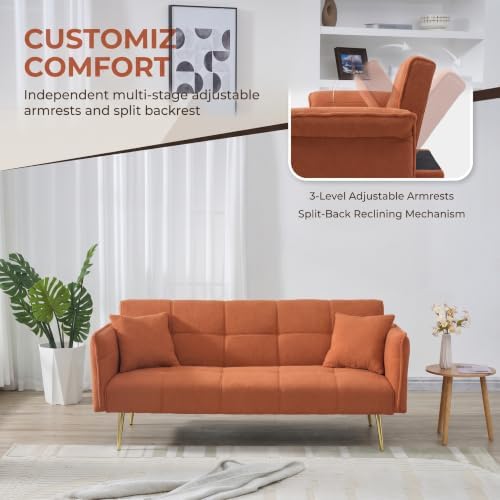 70.1" Teddy Futon Sofa Bed, Convertible Loveseat Couches - Image 3