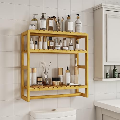Galood Over The Toilet Storage Bathroom Shelves Wall Mounted Yellow - Image 4
